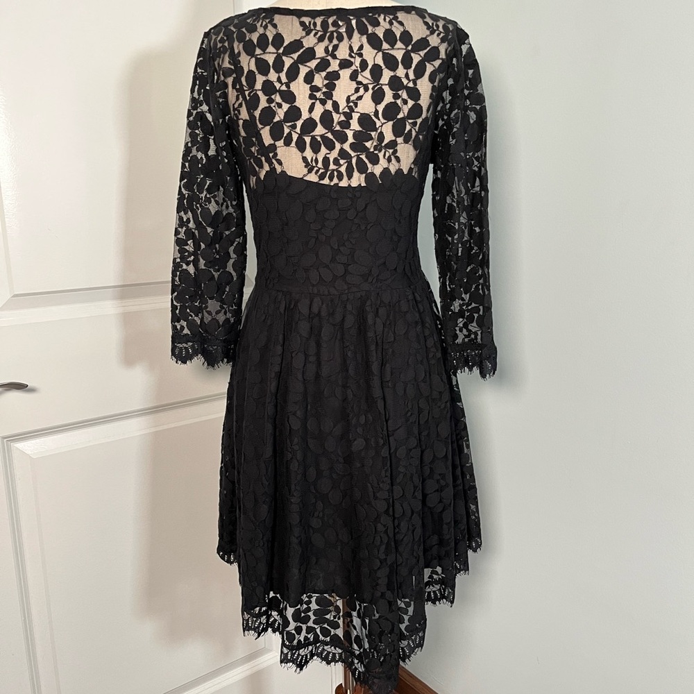 Free People Black Floral Lace Mesh Dress size 6 - Picture 6 of 9